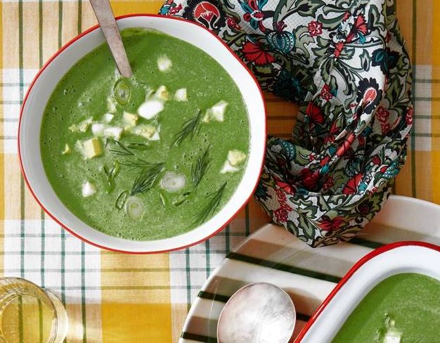 Рецепт легкого холодного супа из щавеля и шпината