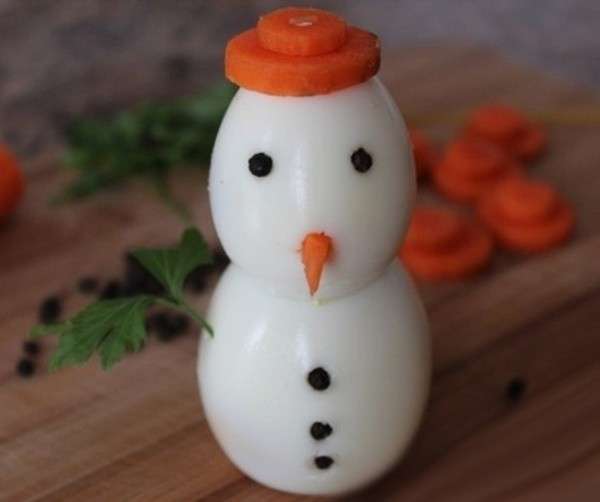 новогоднее блюдо снеговик