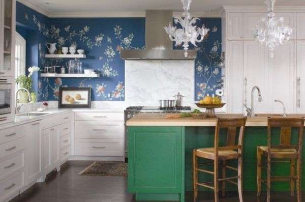 Синий и зеленый на кухне