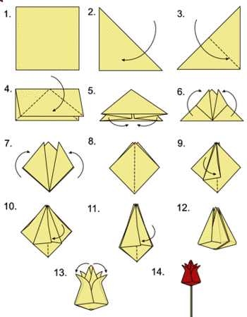 Тюльпан в технике оригами — отличный элемент поделок. Фото с сайта