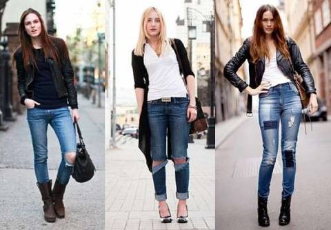 С чем зимой носить джинсы бойфренды?
