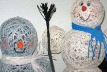 Как сделать снеговика из ниток: зимний символ своими руками